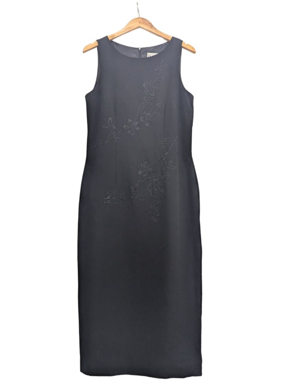 Sheri Martin NY Black Floral Embroidered Sheath Dress Size 14 - Picture 2 of 7